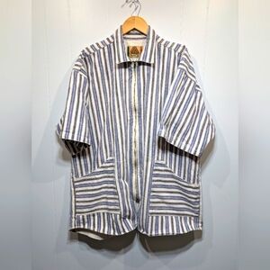 LA Gate Jeans Denim Zip Jacket Short Sleeve Stripe Streetwear 90s Hiphop Vintage